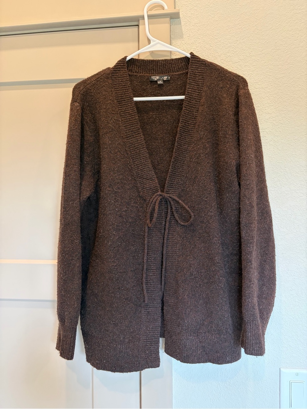 Line & Dot Brown Tie-Front Knit Cardigan